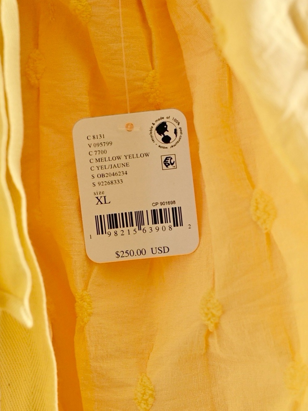 Free People NWT Butter Yellow Textured Open Back Maxi Dress BabyDoll XL - Picture 3 of 8